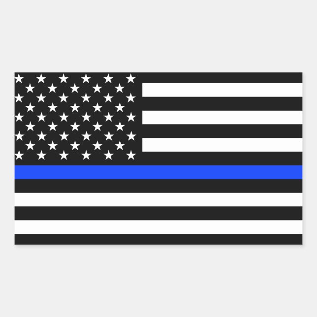 Polizeiflagge der Thin Blue Line Rechteckiger Aufkleber (Vorderseite)