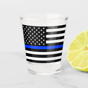 Polizeiflagge der Thin Blue Line Schnapsglas