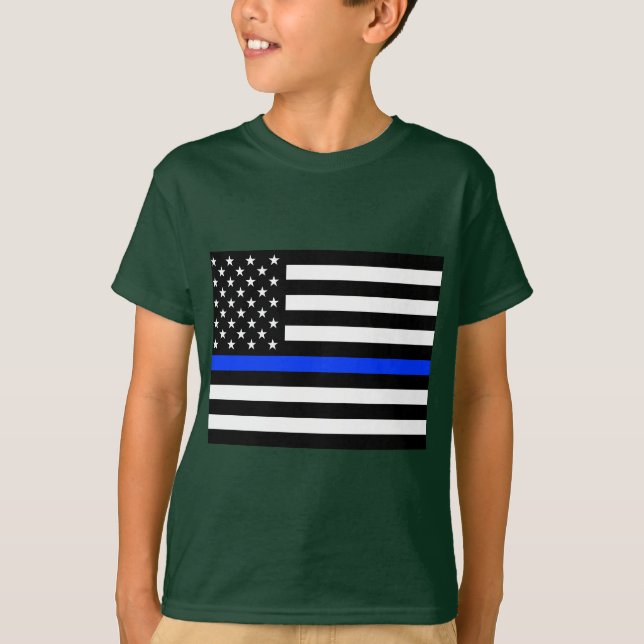 Polizeiflagge der Thin Blue Line T-Shirt (Vorderseite)