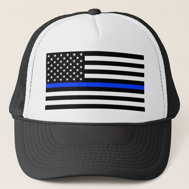 Polizeiflagge der Thin Blue Line Truckerkappe (Vorderseite)