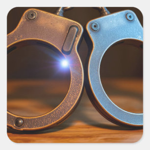 Polizeihandschellen Quadratischer Aufkleber
