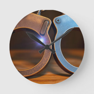Polizeihandschellen Runde Wanduhr
