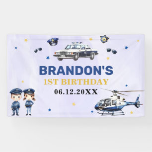 Polizeijunge 1. Geburtstag Party Banner