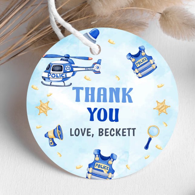 Polizeijunge 1. Geburtstag Party Geschenkanhänger (Von Creator hochgeladen)