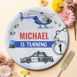 Polizeijunge 1. Geburtstag Party Pappteller