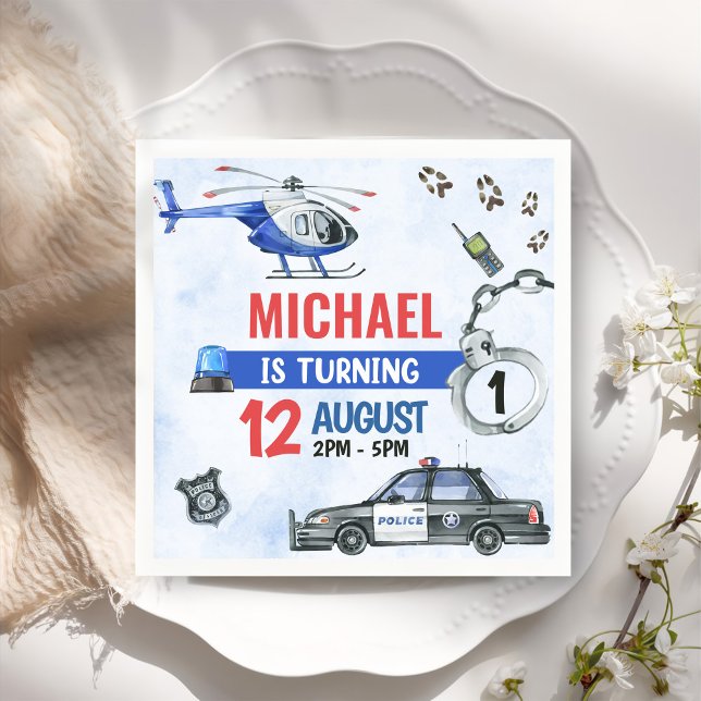 Polizeijunge 1. Geburtstag Party Serviette (Von Creator hochgeladen)