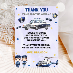 Polizeijunge Geburtstagsparty Danke Karte