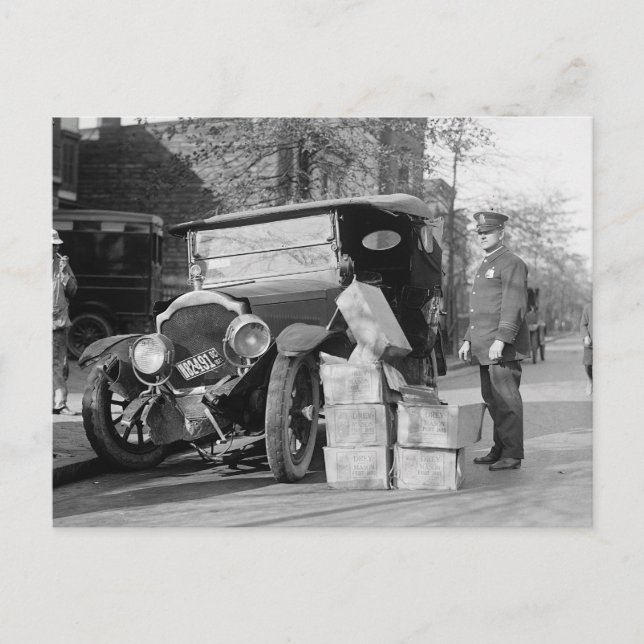 Polizeikorps-Bootleggers-Auto, 1922 Postkarte (Vorderseite)