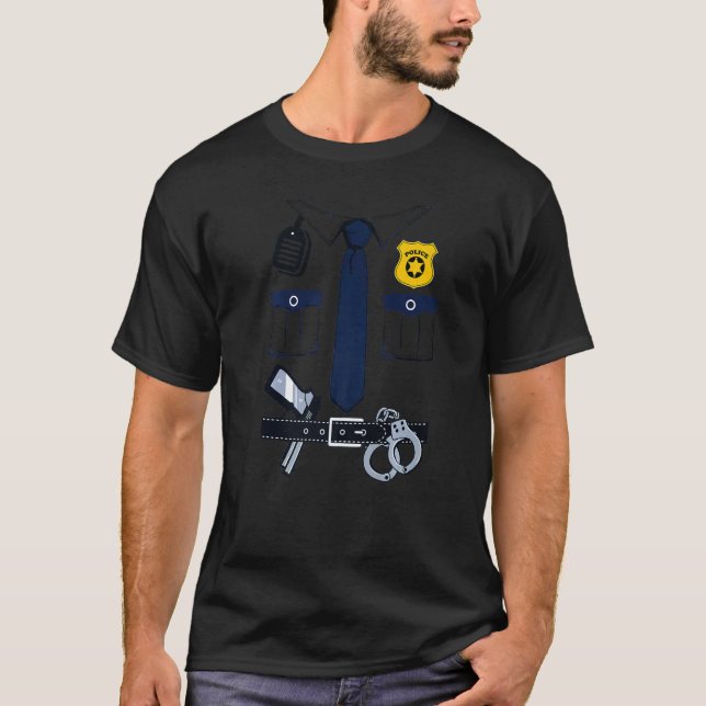 Polizeikostüm für Kinder und Erwachsene Halloween- T-Shirt (Vorderseite)