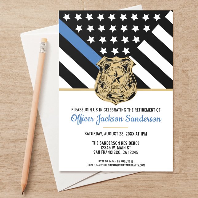 Polizeiliche Altersvorsorge - Rechtsdurchsetzung i Einladung (Perfect invitations to invite guests to honor the retiring police and law enforcement officer.)