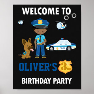 Polizeiliche Begrüßung Party Zeichen Polizeiliche  Poster