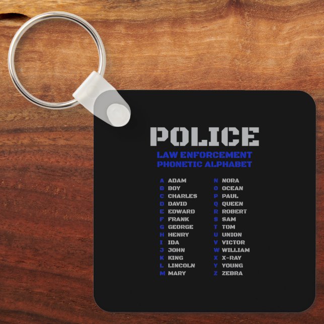 Polizeiliche Durchsetzung Phonetische Alphabet Schlüsselanhänger (Vorderseite)