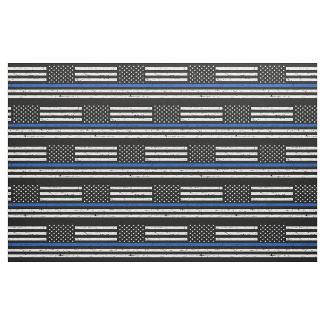 Polizeiliche Durchsetzung Thin Blue Line Fabric Stoff (Fat Quarter (45,7 x 55,9 cm))