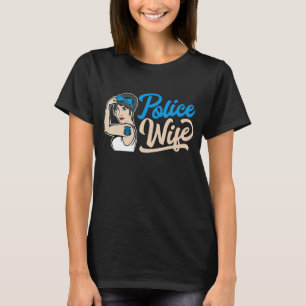 Polizeiliche Ehefrau Leben Mädchen Polizist Blaue T-Shirt