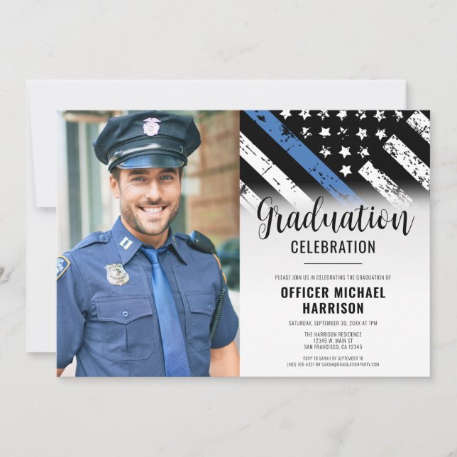Polizeiliche Graduierung - Foto zur Strafverfolgun Einladung (Vorderseite)