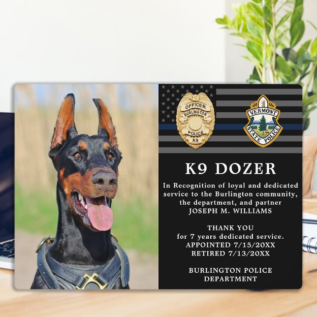 Polizeiliche Hunderuhe Thin Blue Line K9-Foto Fotoplatte (Von Creator hochgeladen)