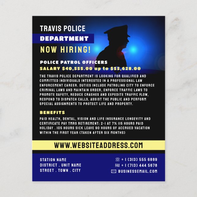 Polizeiliche Silhouette, Einstellung von Polizeibe Flyer (Vorne)