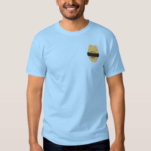 Polizeiliches Abzeichen mit Band Besticktes T-Shirt (Vorderseite)