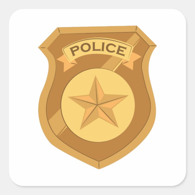 Polizeiliches Abzeichen Quadratischer Aufkleber (Vorderseite)