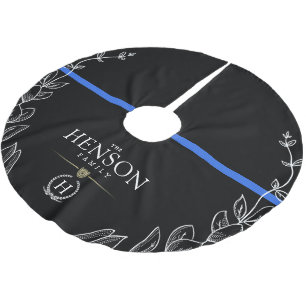 Polizeimonogramm  Thin Blue Line Weihnachten Polyester Weihnachtsbaumdecke