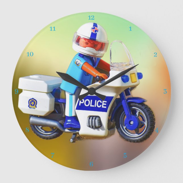 Polizeimotorrad Große Wanduhr (Vorderseite)