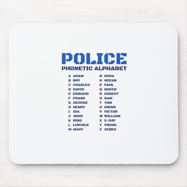 Polizeiphonetisches Wörterbuch - A bis Z Alphabet Mousepad (Vorne)