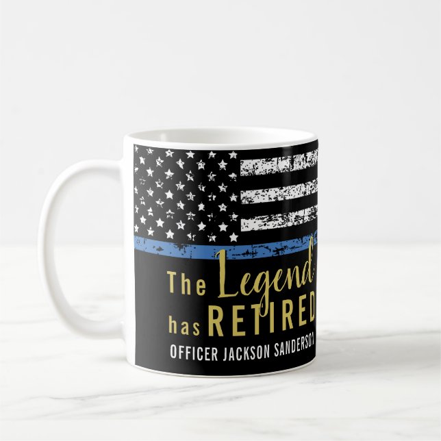 Polizeiretirement American Flag Thin Blue Line Kaffeetasse (Links)