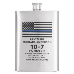 Polizeiretirement-Geschenk personalisieren Thin Bl Flachmann