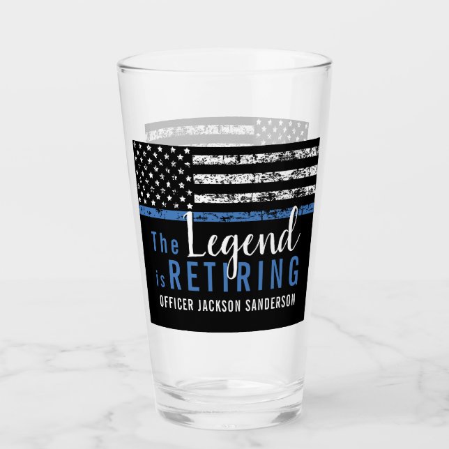 Polizeiretirement Thin Blue Line American Flag Glas (Vorderseite)