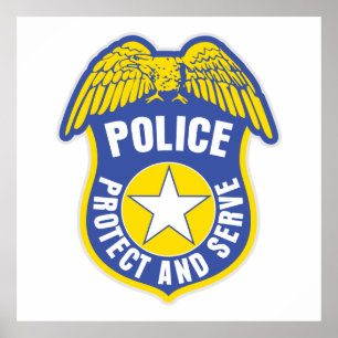 Polizeischutz und Abzeichen Poster