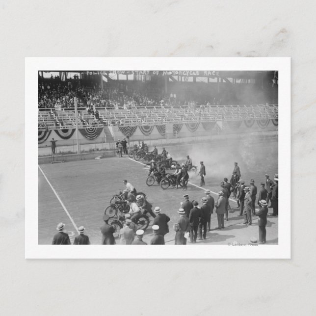 Polizeishow — Start des Motorradrennen Postkarte (Vorderseite)