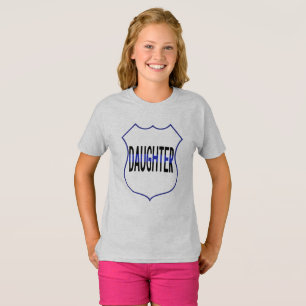 Polizeitochter Schild dünne blaue Linie Mädchen' T-Shirt