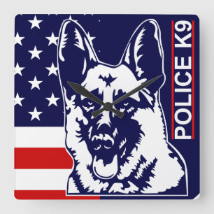 Polizeiuhr K9 Quadratische Wanduhr