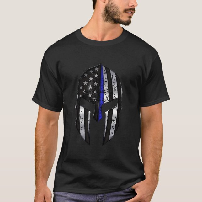 Polizeiunterstützung für Spartan Blue Line T-Shirt (Vorderseite)