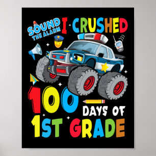 Polizeiwagen 100 Tage Schulklasse 1ste Klasse Poster