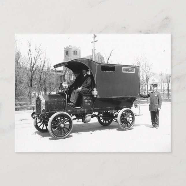 Polizeiwagen, 1909. Vintages Foto Postkarte (Vorderseite)