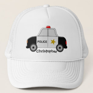 Polizeiwagen addieren gerade Namen Truckerkappe