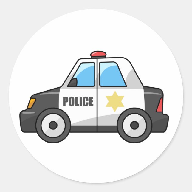 Polizeiwagen des coolen Cartoon Runder Aufkleber (Vorderseite)