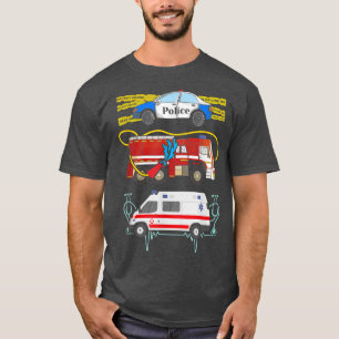 Polizeiwagen Feuerwehrwagen Erste Rettungskräfte T-Shirt