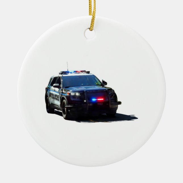 Polizeiwagen Keramik Ornament (Vorne)