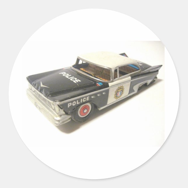 Polizeiwagen Runder Aufkleber (Vorderseite)