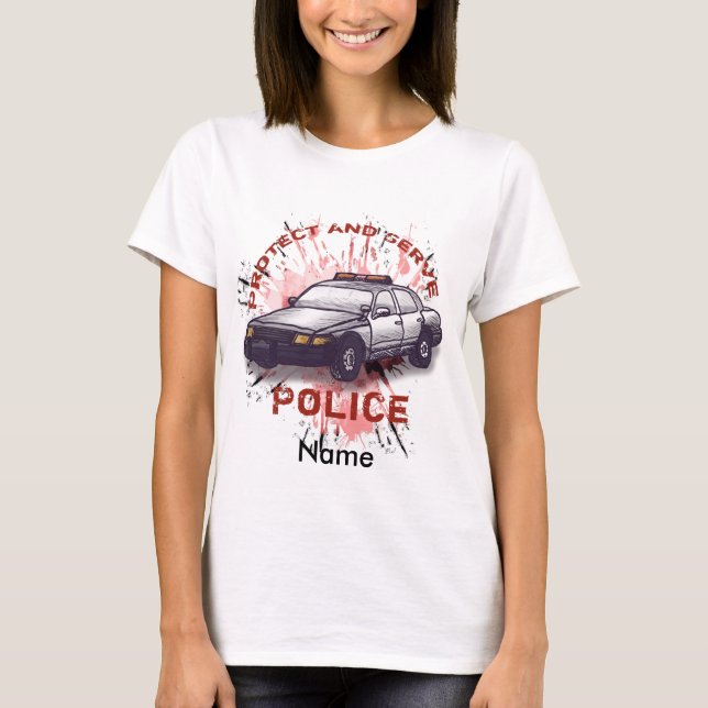 Polizeiwagen schützen T - Shirt (Vorderseite)