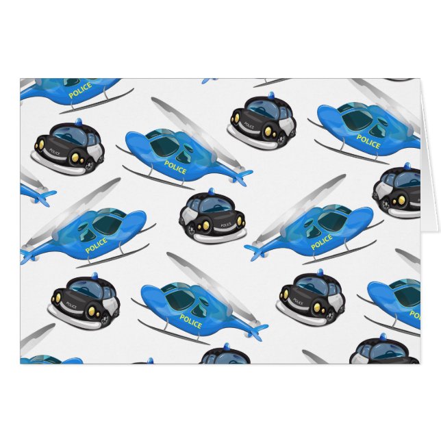 Polizeiwagen und Hubschrauber (Vorderseite (Horizontal))