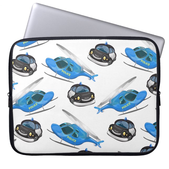 Polizeiwagen und Hubschrauber Laptopschutzhülle (Vorderseite)