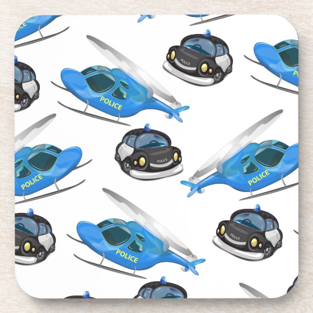 Polizeiwagen und Hubschrauber Untersetzer (Vorderseite)