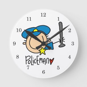 Polizist Beruf Runde Wanduhr