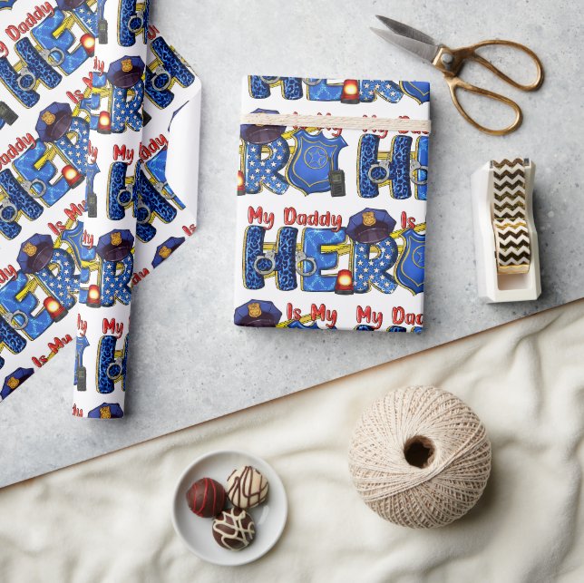 Polizist Daddy Held  Geschenkpapier (Kunsthandwerk)