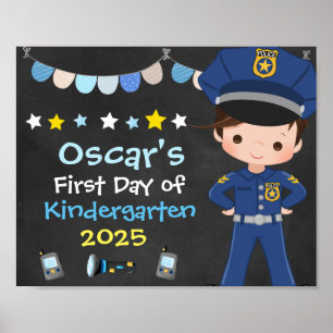 Polizist erster Schultag Schultafel Poster