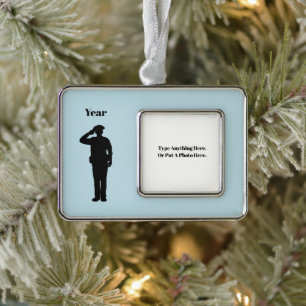 Polizist Foto Weihnachtsschmuck Rahmen-Ornament Silber