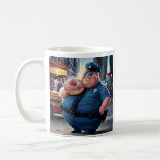 Polizist frisst Donut Kaffeetasse